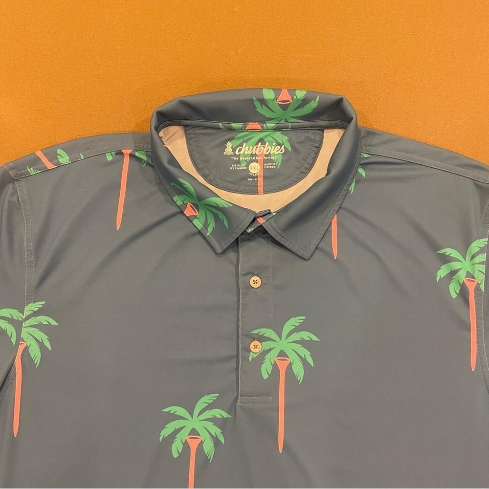 Chubbies Performance Palm Tree Golf Tee Polo Size XXL - Picture 4 of 11